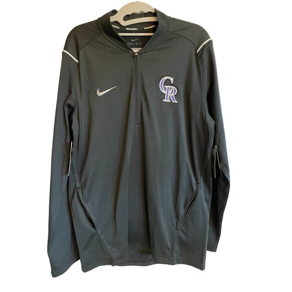 Nike Colorado Rockies Elite 1/2 Zip Jacket Coat Small Dri-FIT Technology Black - Picture 1 of 10